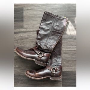 Frye Brown Leather Motorcycle Boots